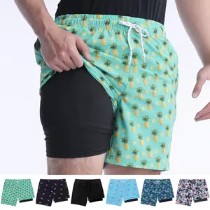 Men’s swim trunks with compression liner, quick dry & water repellent. Perfect for beach trips!