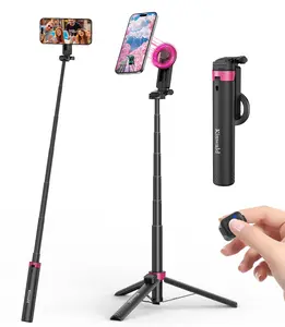 Magnetic Phone Tripod, Tripod for iPhone with Remote & Strong Magnetic Holder for Magsafe, Stable Cell Phone Tripod for Video Recording, Essential Tripod & Monopod Accessories for iPhone/Android