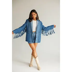 NEW!! "Status Symbol" Denim Fringe Blazer