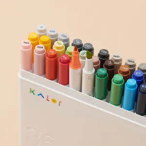 Kaco KALOR 36 Pcs Colorful Marker Set, Dual Chisel & Felt Tips Oil-based Art Markers, 36 Vibrant Colors Set for Drawing Writing Painting