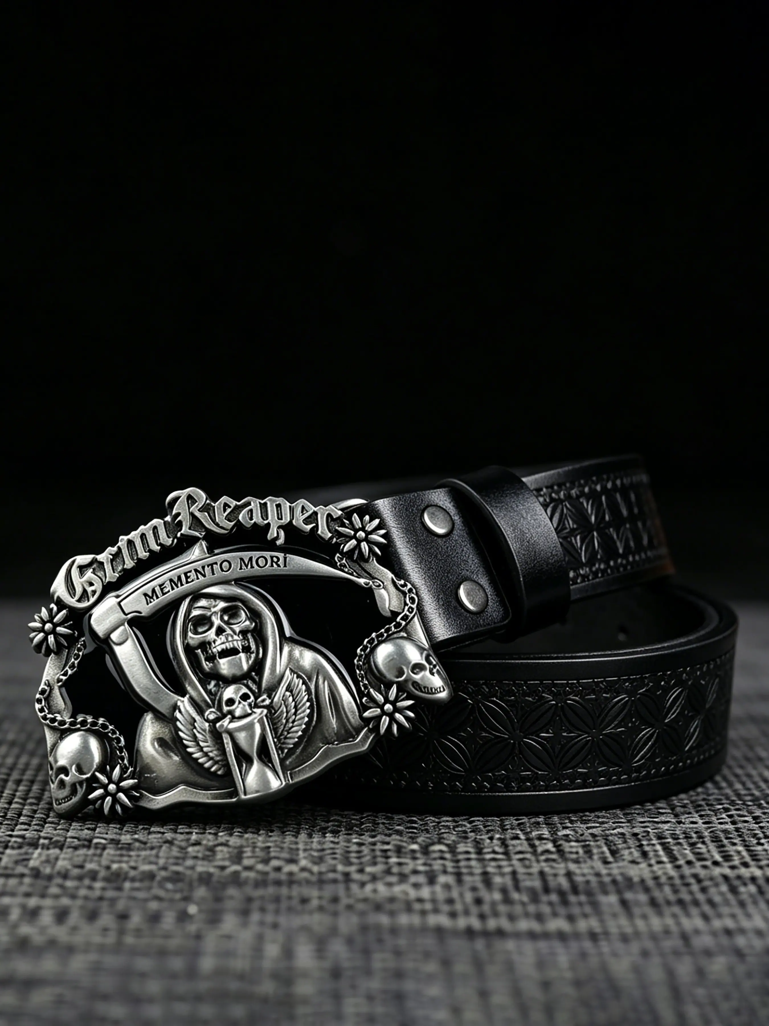 1Pcs "Sword Skeleton" Super Cool Alloy Plate Buckle, Unisex Fashion Trendy Accessory, 1.46in/3.7cm Wide Tartan Embossed Design Belt, Western Belts, Perfect for Trendy Outfits, Western Cowboy Style, Halloween Costume Wear.