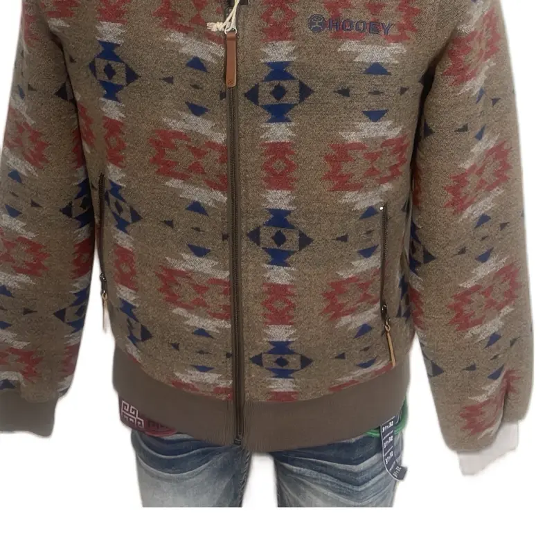 Hooey Men’s Tan multicolor pattern jacket full zip