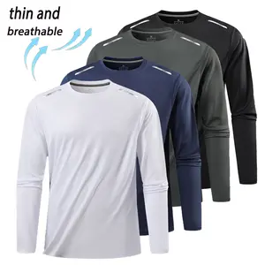 Men’s long-sleeve T-shirt — highly breathable and quick-drying, suitable for fitness training, morning runs, or outdoor activities; provides all-around freedom of movement while keeping you dry and comfortable. Fitness tops, fitness sportswear, fitness T-