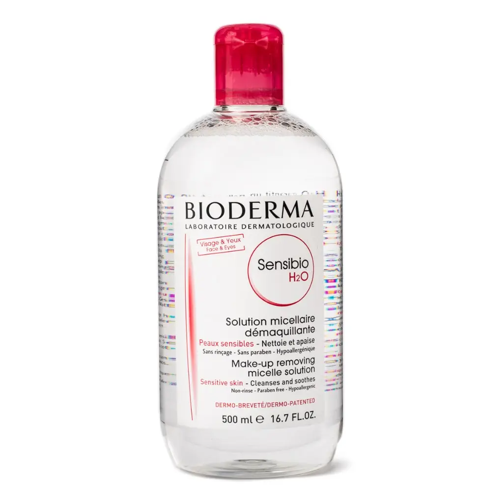 Bioderma Sensibio H2O Micellar Water Cleanser - Alcohol-Free, Hypoallergenic, Dermatologist-Tested, Unscented, Waterproof Makeup Remover for Face, Lip & Eye, Cucumber Water-Based for Sensitive & All Skin Types, 500ml Bottle