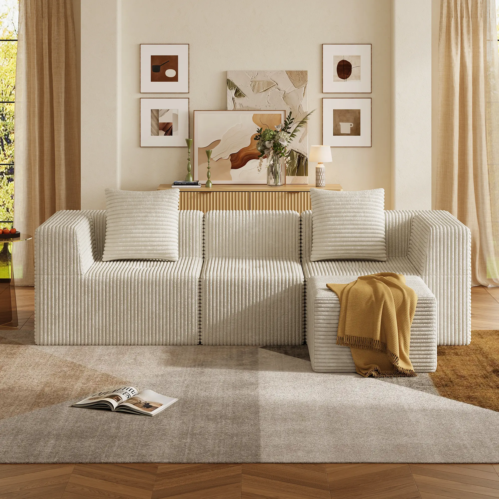 Beige(68"D x 107.5"W x 29.5"H)
