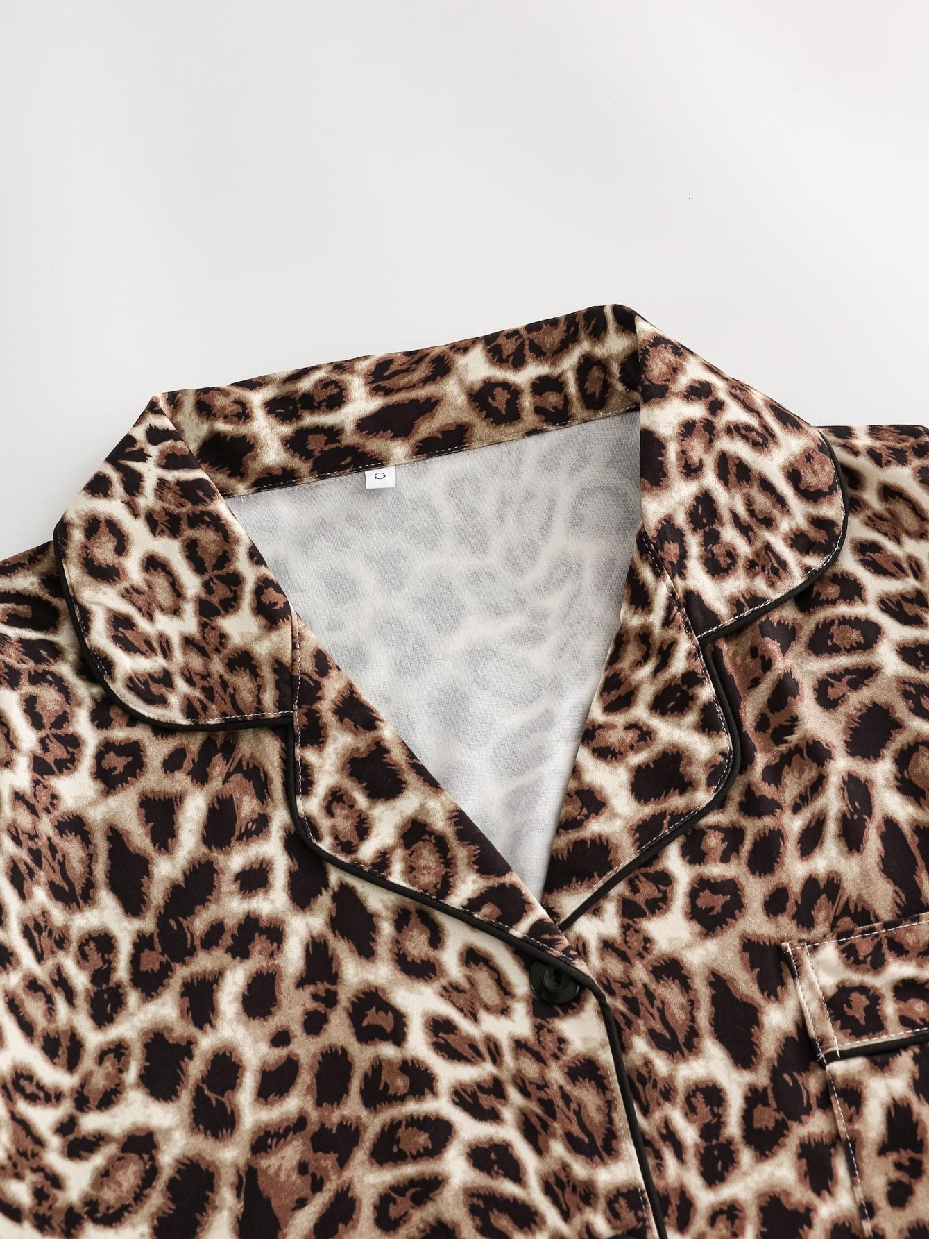 【clearance sale】Leopard Print Pajamas - Long Sleeve Sleepwear for Women Comfortable Nightwear Set with Stylish Leopard Print and Extra Coverage