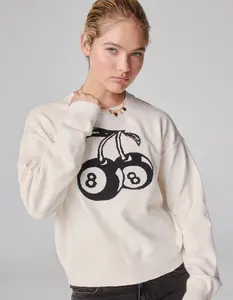 RSQ Womens Cherry 8-Ball Sweater