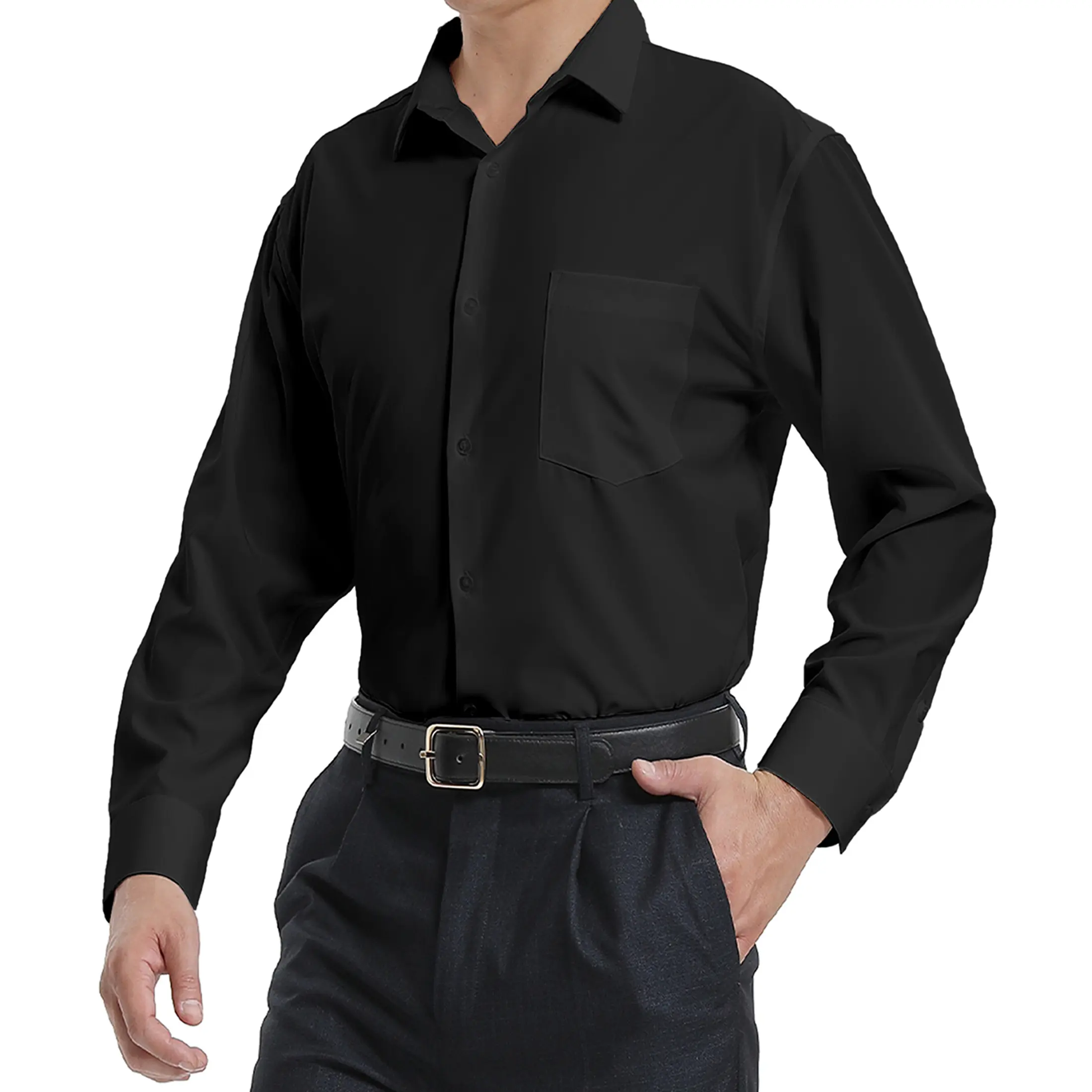 Men's French Cuff Dress Shirt Regular Fit Formal Business Button Down Shirt for Men Long Sleeve Random Cufflinks