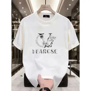 men's stylish pure cotton round-neck casual printed T-shirt, suitable for both men and women, perfect for fashionable and relaxed summer outfits.
