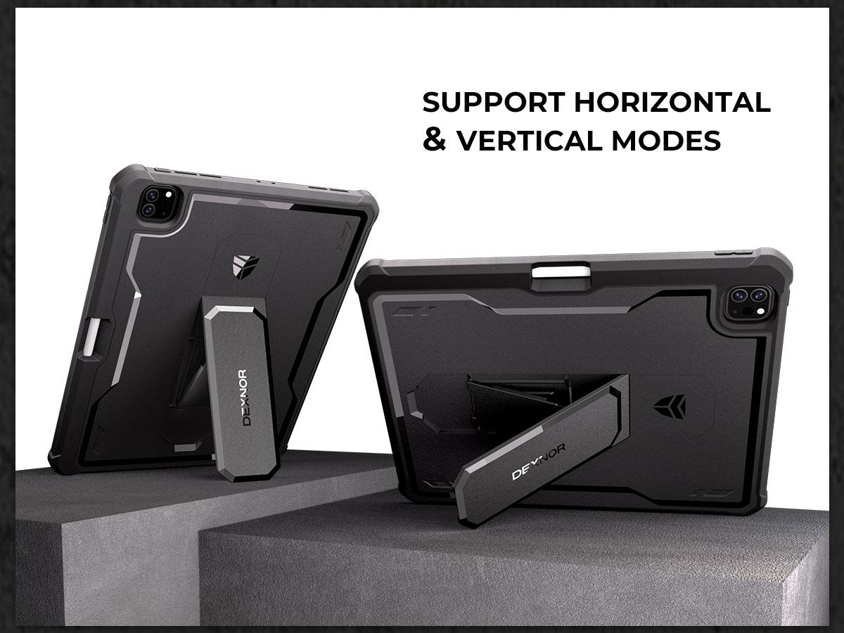 Dexnor for iPad Pro 12.9 Inch Case 2022/2021/2020(6th/5th/4th), Heavy Duty Shockproof Dual Layer Full-Body Bumper Protective Cover with Built-in Screen Protector & Kickstand & Pen Holder