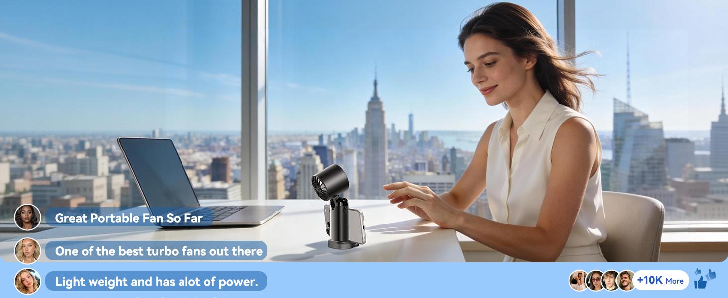 KIMMOO 4-in-1 portable refrigeration handheld turbo fan with 200 speed settings, 21,000 revolutions per minute, 12hour cooling, digital display, 120° rotation, USB charging, mini handheld personal fan.Suitable for travel, indoor use, and office desk usage