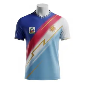 Argentina x Haiti Soccer Jersey Unisex Quick Dry Breathable Football Shirt Men Women Training Sportswear