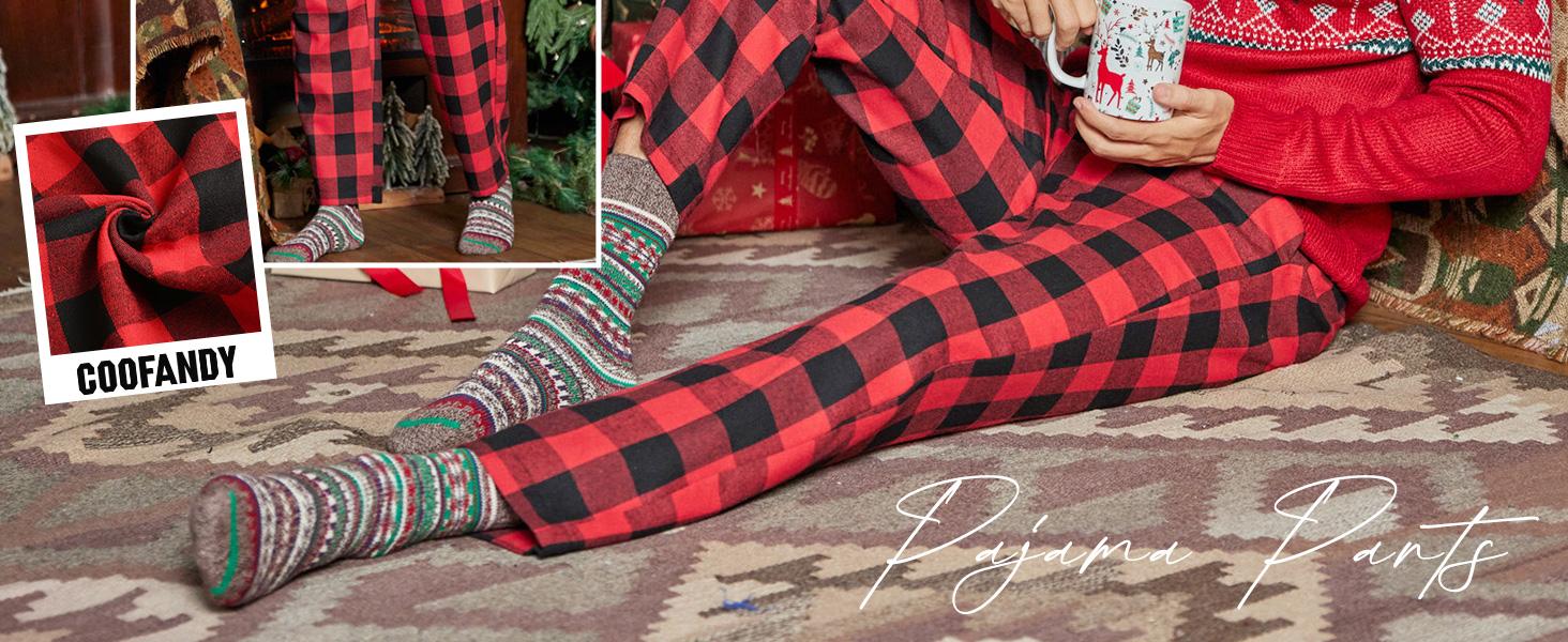 COOFANDY Men's Plaid Casual Pants Soft Cotton Christmas Pajama Pants Drawstring Checkered Lounge Sweatpant with Pockets