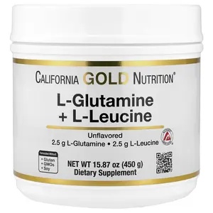 California Gold Nutrition L-Glutamine + L-Leucine, Unflavored, 15.87 oz (450 g)