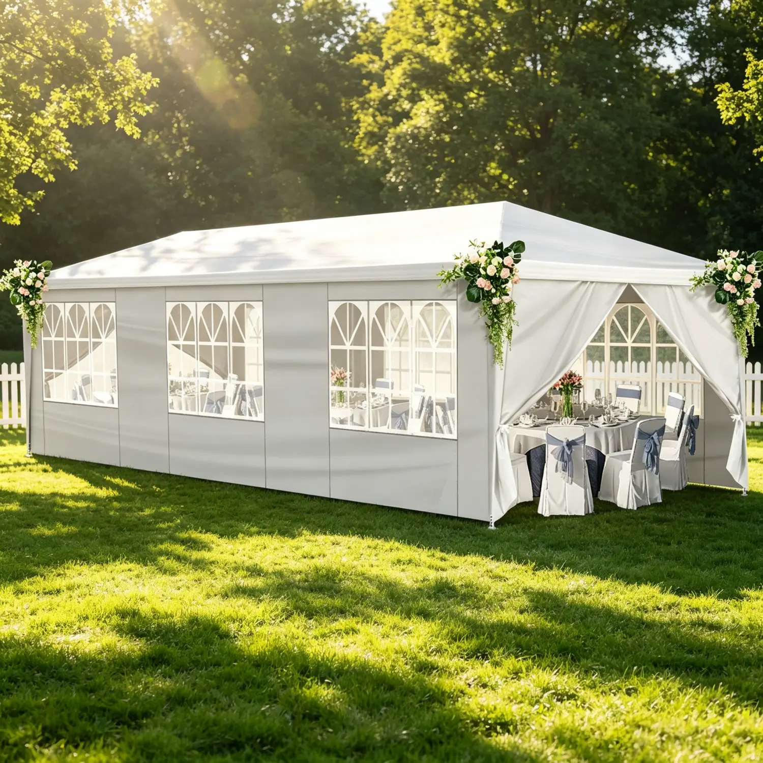 10'x20'/30' Outdoor Patio Party Tent - Waterproof Canopy with Removable Walls, 2–3 Person Setup, Sandbag or Nails Included for Weddings & Events