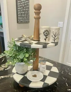 Checkered Marble Tiered Server by Mud Pie