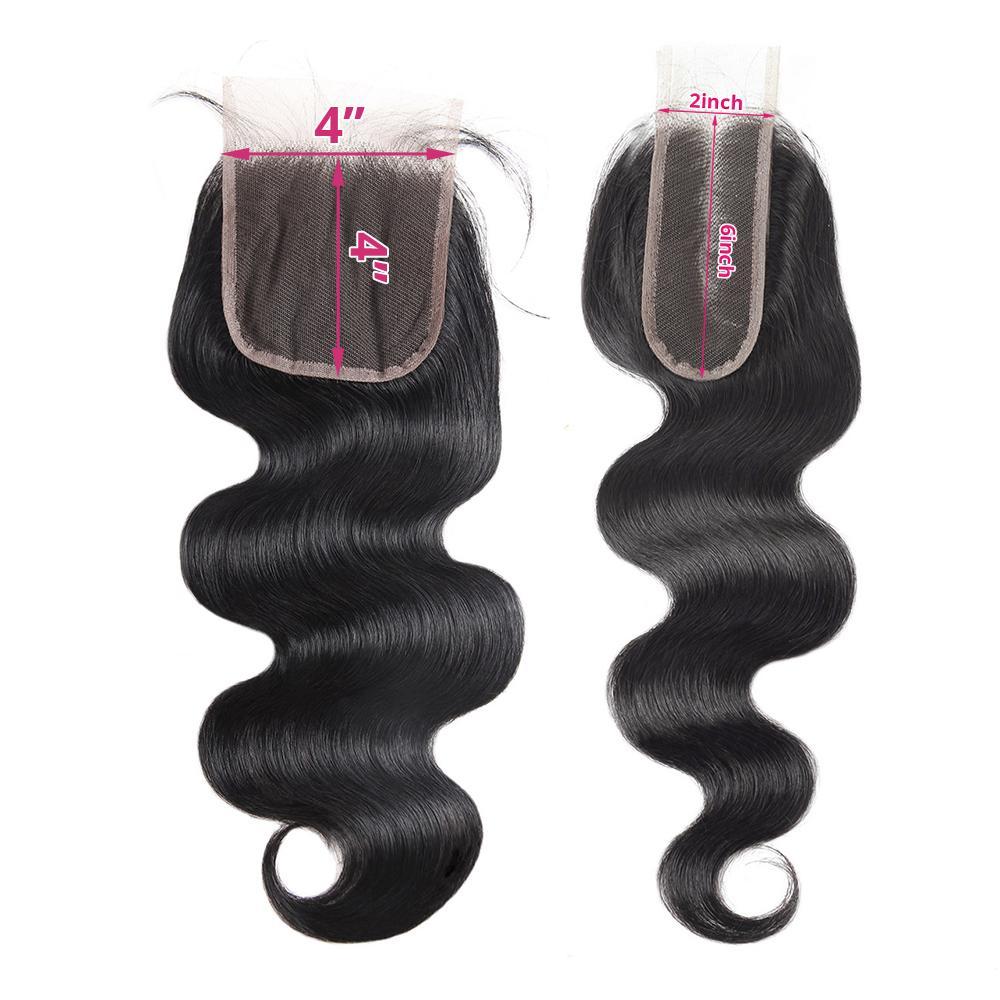 Body Wave Sew in Hair Extensions 2x6 Closure Quick Weave 30inch Brazilian Raw Human Hair Bundles with Closure Salon Quality Body Wave Hair 1 3 4 Bundles