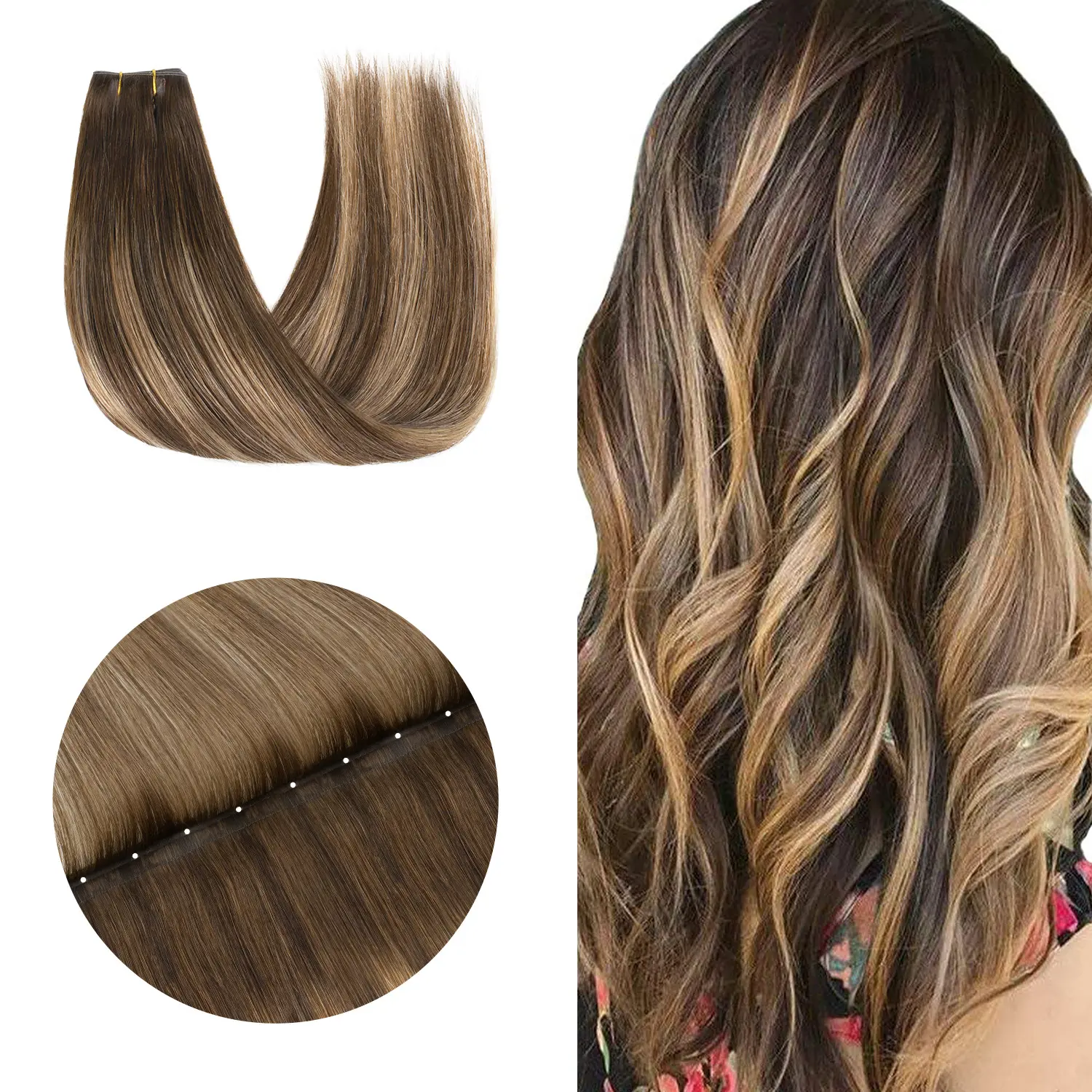 #4/27/4 Balayage Chocolate Brown to Caramel Blonde