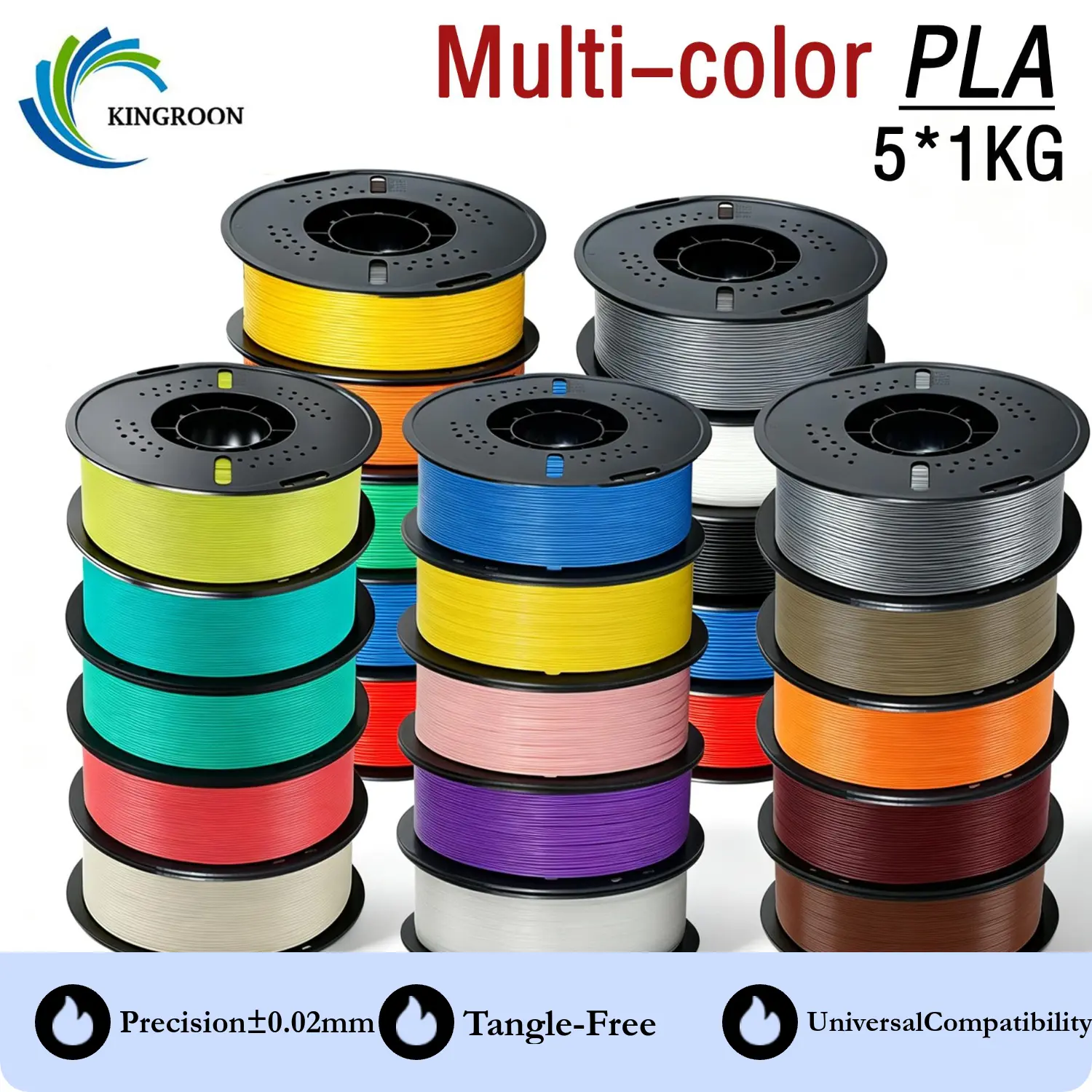 5 kg PLA Filament Bundle (5 x 1 kg) - Macaron & Earth Color Value Pack, 1.75 mm ±0.02 mm Dimensionally Accurate, Anti-Clog, Biodegradable Eco-Friendly, Ideal for 3D Printing Hobbyist, Classroom Use & Cute Home Style Back-to-School 3D Printing Projects