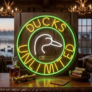 Duck Unlimited Neon Sign Light, 13.78in x 13.78in Novelty Lamp for Man Cave Bar, Home Improvement Lighting Gift
