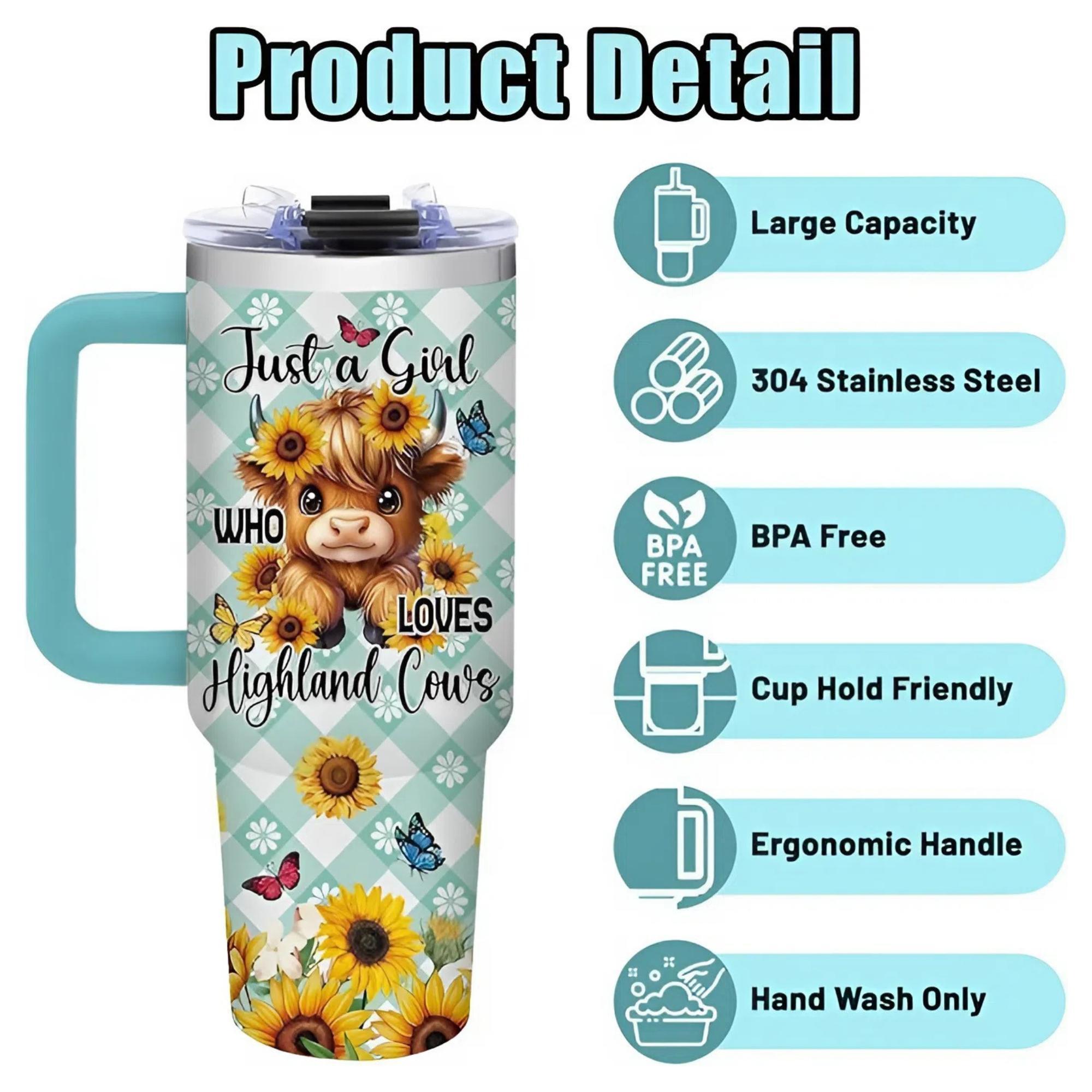 Magical Cartoon Adventure Tumbler 20oz/40oz, Cute Hero & Friends Insulated Cup with Handle & Straw, Fun Fantasy Character Drinkware