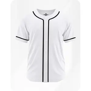 Exxact Sports Blank Baseball Jersey Men, Full Button Down Plain Baseball Jersey, Sports Uniforms Men Women Jersey - (White) Baseball Jersey for Fans