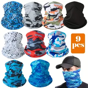 9Pcs UV Protection Cooling Neck Gaiter-balaclava Mask Scarf,Camouflage Sunscreen Breathable Bandana,Cycling Mask Gift for Outdoor Sports,Arm Sleeves