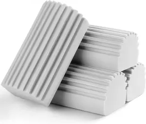 4-Pack Damp Clean Duster Sponge,Gray Damp Dusting Sponge,Duster Baseboard Cleaner Sponge with Ridges,Reusable Wet Duster Sponge,Household Cleaning Sponges for Blinds,Window Track Grooves