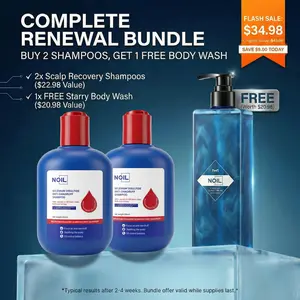 NOIL Anti-Dandruff Shampoo 300ML(2 Bottles) + Dual-Acid Acne Body Wash 400ML(1 Bottle) Set｜Dandruff Control & Itch Relief｜Back Acne & Clogged Pores Savior｜One Set for Full Shower Care!