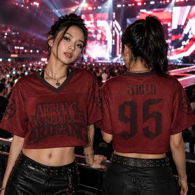 (Off 55%) Arirang Kpop Mesh Crop Top Football Jersey, Bangtan Custom Number Shirt, Korean Music Concert Outfit, Kpop Inspired Streetwear Gift for Fans Men Women