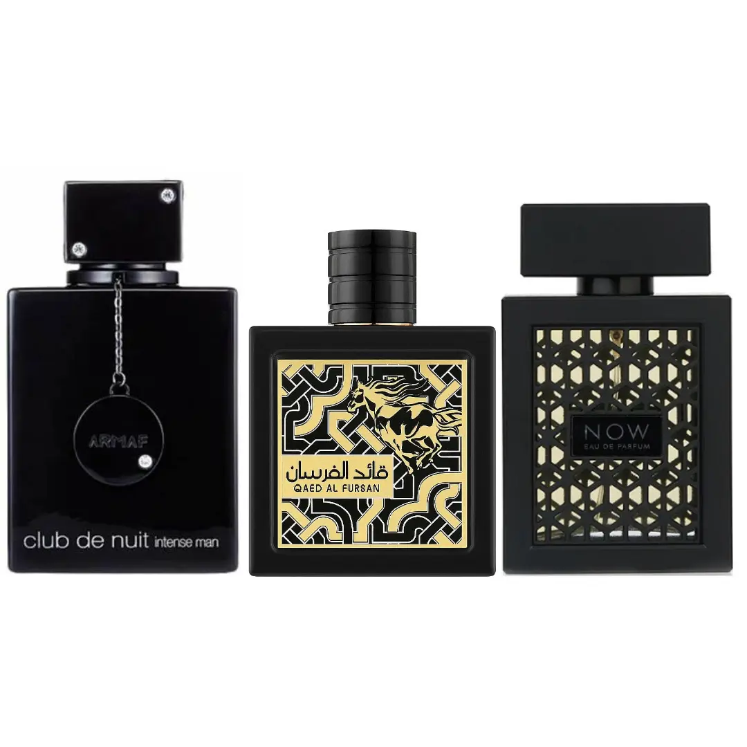 Lattafa 3-Piece Perfume Gift Pack - Men's Scents (RAVE NOW BLACK, CLUB DE NUIT INTENSE, QAED AL FURSAN EDP) with Blueberry & Citrus-Spice Notes, Modern Versatile Fragrance for Daily Wear