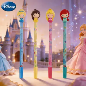 4PCS Disney Princess Cartoon Pattern Pen Official Licensed Gel Pen Ballpoint Pen Stationery Set PVC Student Friends Family Birthday Gift Cinderella Ariel Belle Aurora