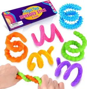 Lesong Sensory Stick Fidget Toys 6 Pack Textured Calming Toys for Autism Kids Teacher Classroom Must Haves Anxiety Relief Fidgets for Students Travel Activities EssentialFidget Twist Tangle Sensory  ChristmasGifts TikTokShopBlackFriday  Stocking Stuffers