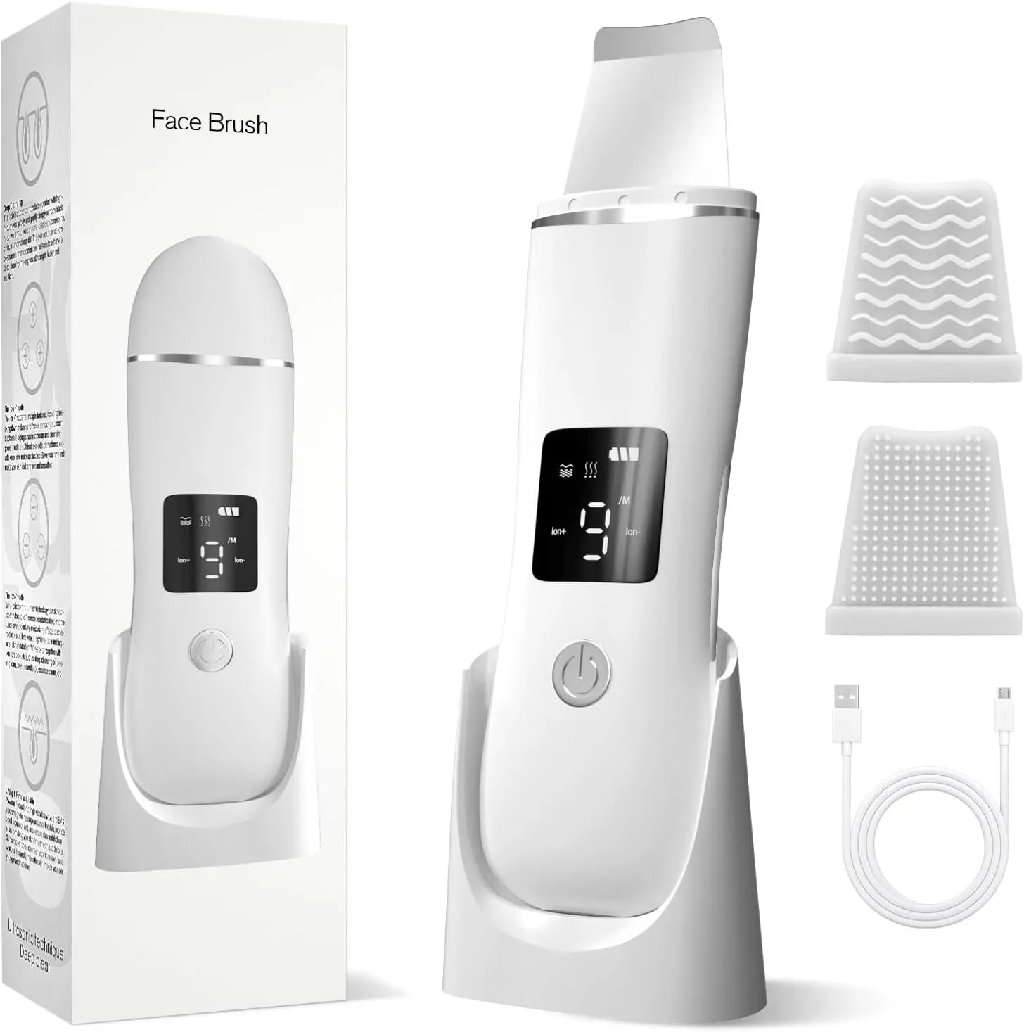 ZYLER Facial Cleansing Brush and Pore Extractor, 4-Mode Spatula for a Deep Cleanse & At-Home Facial, for All Skin Types, Rechargeable Battery, Batteries, Blackhead Tool, All Skins, Single Item, Scrubber, Gift, All Types, Clean And Beautiful Skin