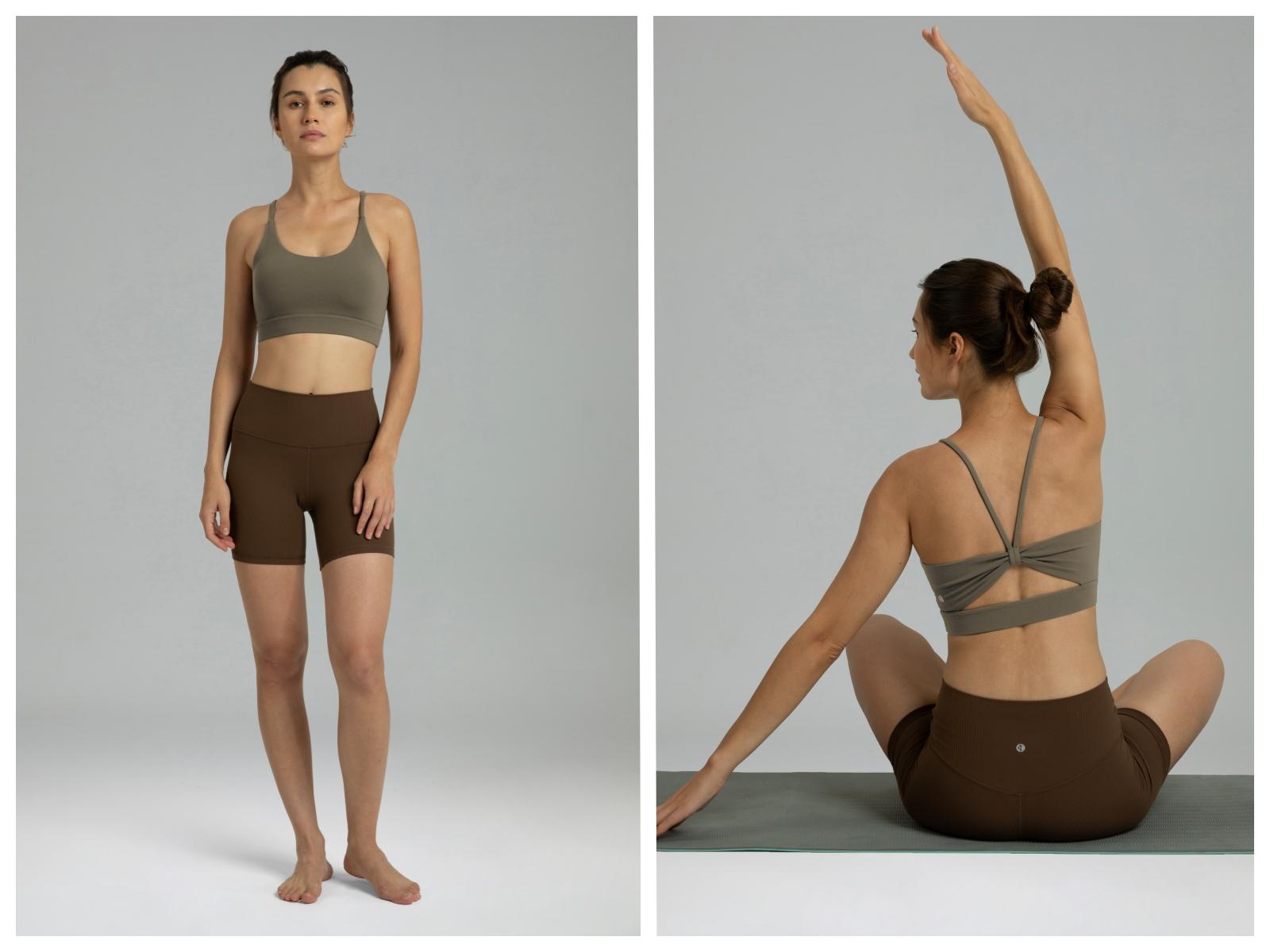 Colorfulkoala Women's Dreamlux Bowknot Strappy Sports Bras Light Impact Workout Yoga Tops Cropped Activewear Athletic Fitted Compression Garment