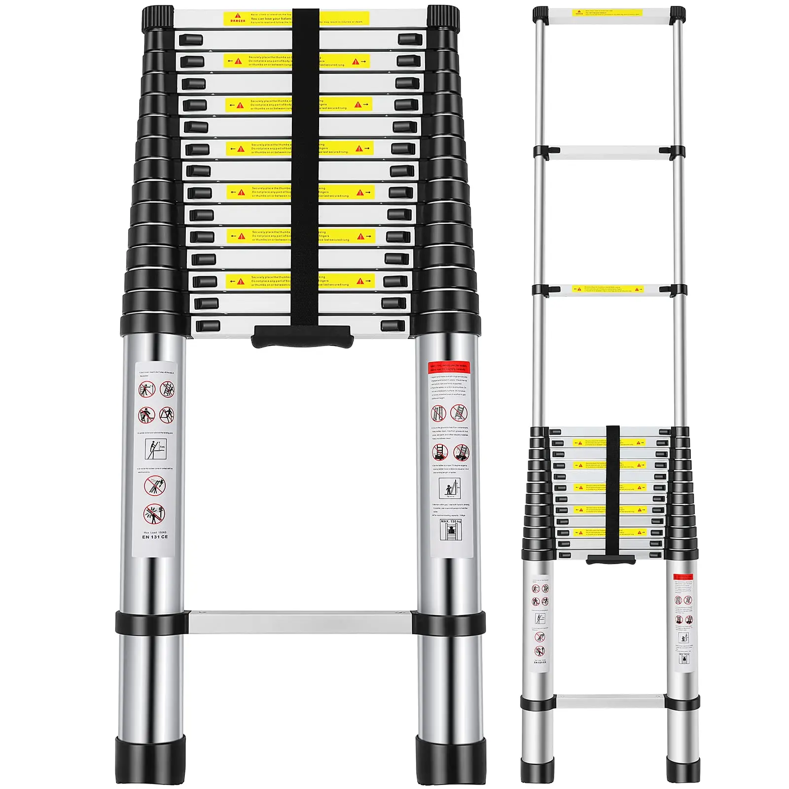 Aluminium Telescopic Multi-Purpose Ladder - 20.3FT Sturdy Portable Lightweight Foldable Ladder with 2 Non-Slip Rubber Covers, 330 lb. Weight Capacity, Ideal for Painting Walls, Hobbies, Climbing Trees, Father's Day Gifts