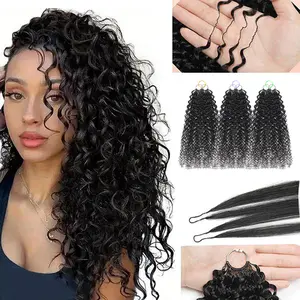 New 2026 ElNbeauty Jerry Curly Feather Crochet HumanHair Bundles, Lightweight Pre-Separated Super InvisiblyKnot and Durable Reusable Natural Black 100% HumanHair 16-24inches Optional