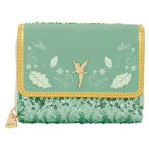 Loungefly Disney Peter Pan Tinker Bell Holiday Sequin Tri-Fold Wallet