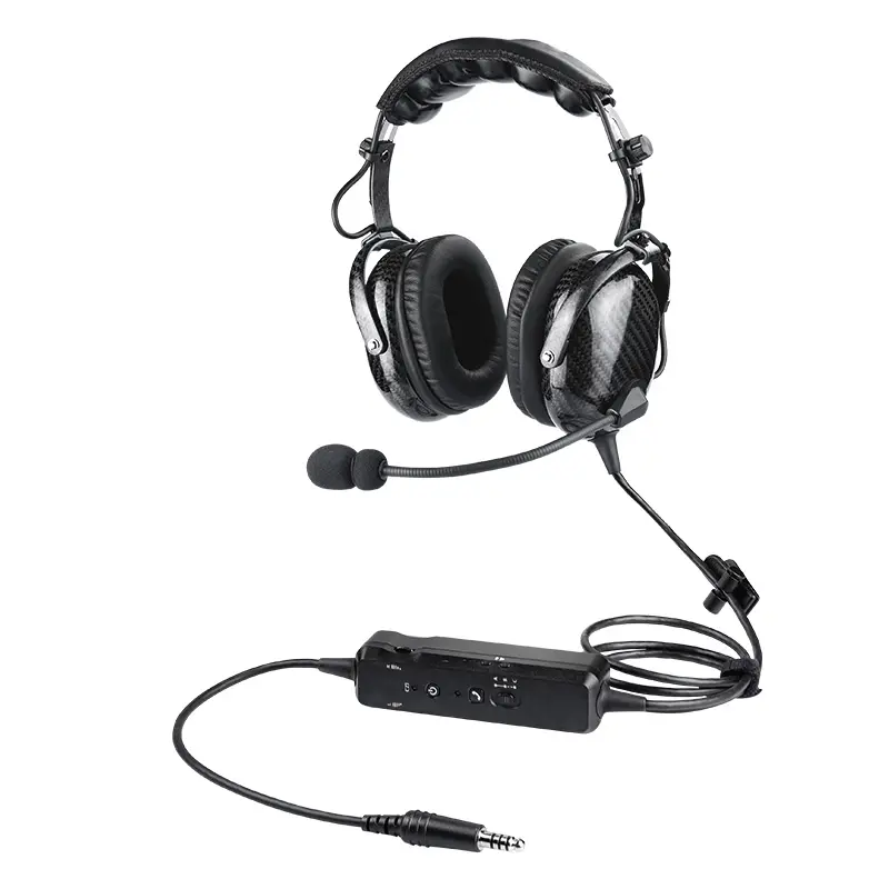 Carbon Fiber Aviation Headphone with Active Noise Reduction, Mono-Stereo Compatibility, Noise-Canceling Mic, MP3 Input, Audio Functionality & Included Headset Bag for Helicopters