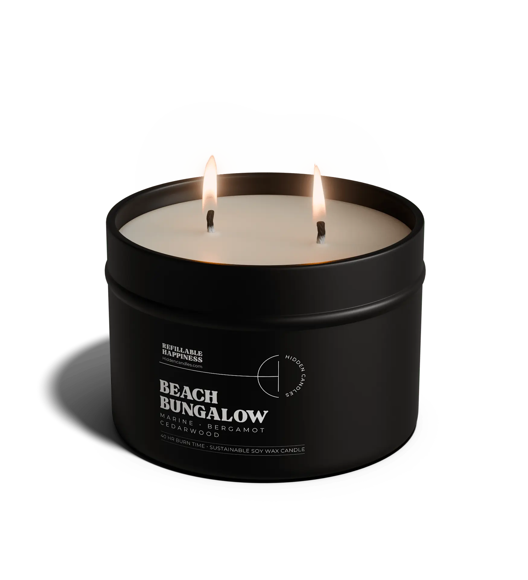 Beach Bungalow – Candle Refill for Hidden Candles | Coastal Fresh & Marine Woods, 10.6 oz Soy Wax