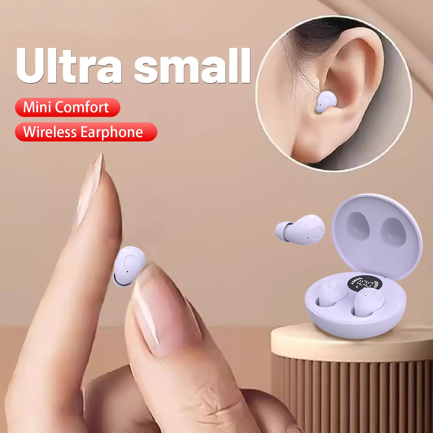 Invisible Bluetooth 5.4 Earbuds - Mini Soft In-Ear Audio Headphones for Small Ear Canals, Multi-Device Connection, Noise Cancellation, Touch Operation, Volume Control, Immersive Sound, Plastic Build, Charging Function (Ideal for Sleeping, Workouts), Invis