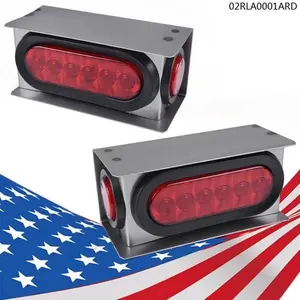 CROSSDESIGN 2pc Trailer/Truck Red 6" Oval Tail + 2" Marker LED Lights With Housing Steel Box