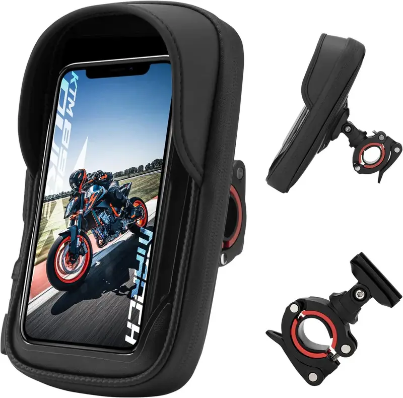 ROCKBROS Waterproof Motorcycle Phone Holder - Polyurethane Motorcycle Accessory, Quick-Release Secure-Mount Universal Handlebar Bag for 6.2-Inch Smartphones, Bicycles & Riders