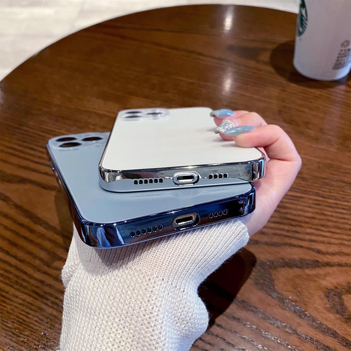 Electroplated Matte Acrylic Tempered Glass for iPhone Protective Case for iPhone 17 16 15 14 13 12 11/Pro/Max, 2025 New Ultra-Thin Original Color Acrylic Phone Cover