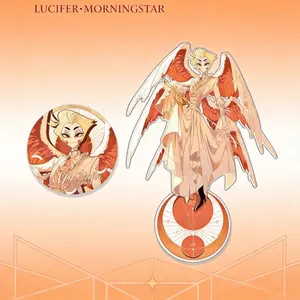 Hazbin Hotel Lucifer Morningstar Angelic Form Acrylic Standee & Badge Set | Fanmade Collectible