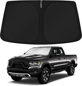 Canvcle Windshield Sun Shade for 2011-2025 Dodge RAM 1500 CrewCab MegaCab 2Dr RegularCab 4Dr QuadCab Foldable Sun Visor Protector Blocks UV Rays Keeps Car Cooler Premium Fabric Material Energy Efficient AC - Semi Truck Sunshade