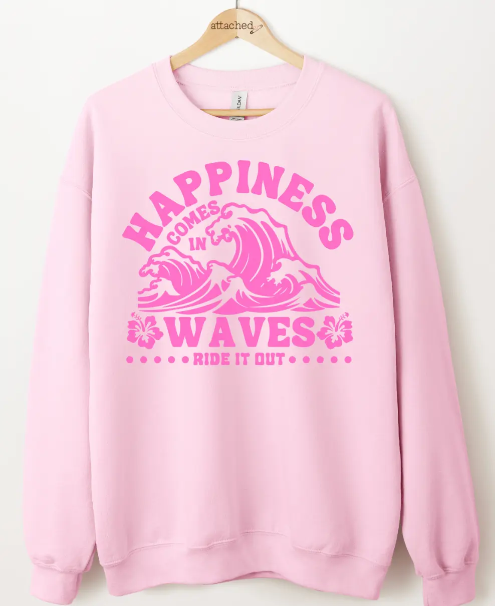 Happiness Comes In Waves Color On Color Graphic Top