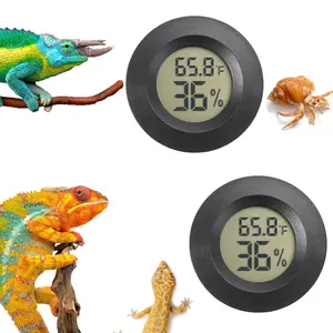 Reptile Thermometer and Humidity Gauge Digtal Terrarium Thermometer Circular Bearded Dragon Cage Accessories Reptile Temp and Humidity Gauge for Leopard Gecko Hermit Crab Gecko Lizard Etc 2pc