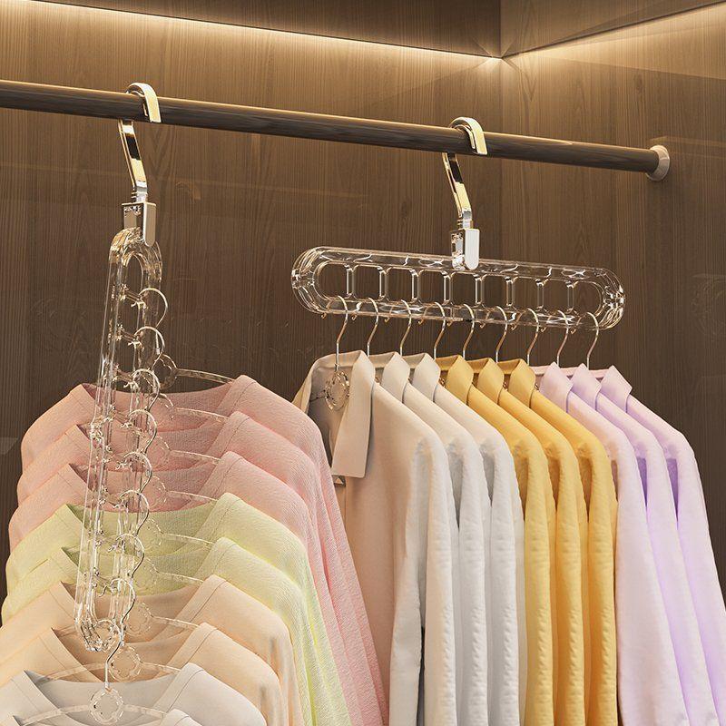 3/5pcs 9-Holes smart spacesaving hanger, wardrobe organizer , 9 in 1 Smart Rotate Anti-Skid Folding Hanger Pro, Multi  Space Saving Heavy Duty, Cascading Features for Home or Travel Organiser Hanging tiktokshopspringg