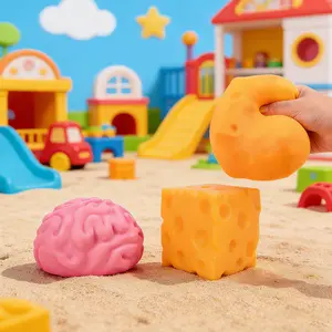 Squishy Cheese Block - Yellow, moldable fidget Toy with Squeeze Feature, Ideal for Play and Relaxation